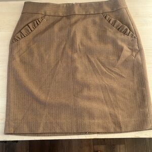 Ann Taylor Loft herring bone stretchy tweed pencil skirt sz 10 brown